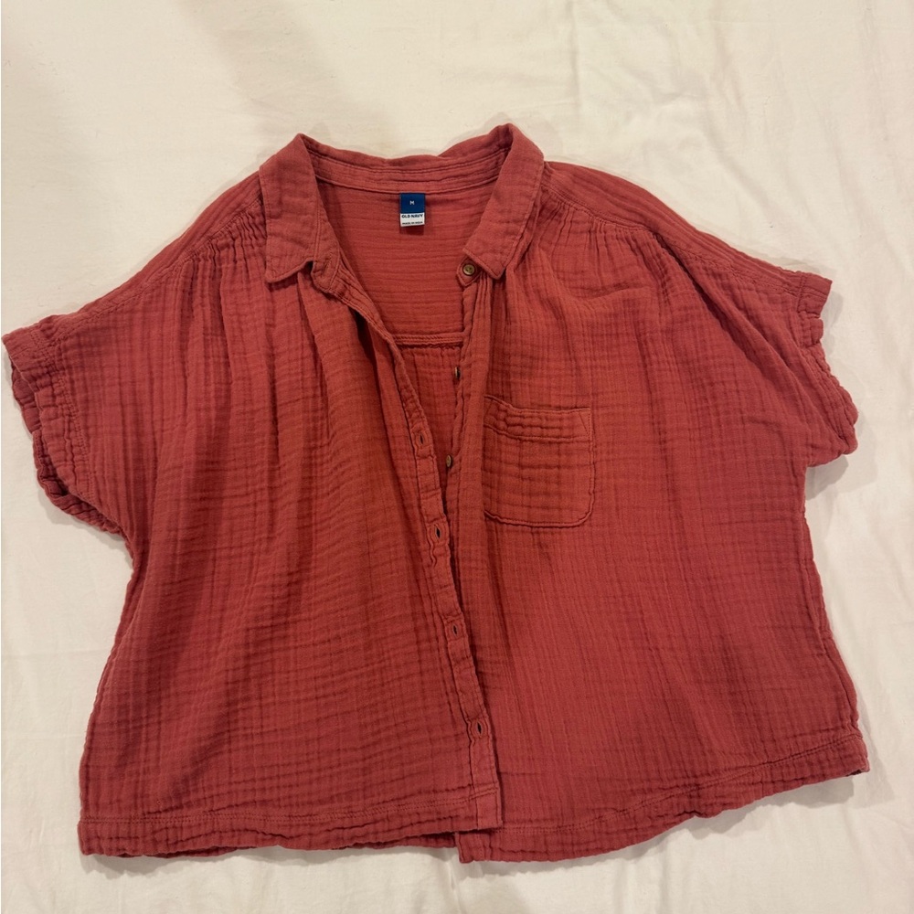 Rust Button-Up Short Sleeve Shirt